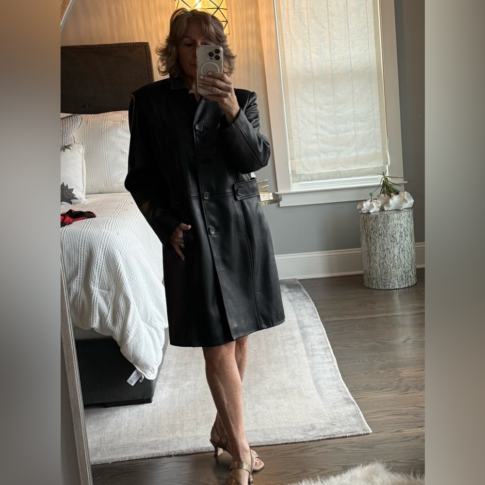 Vintage Preston & York Black Lambskin Coat M